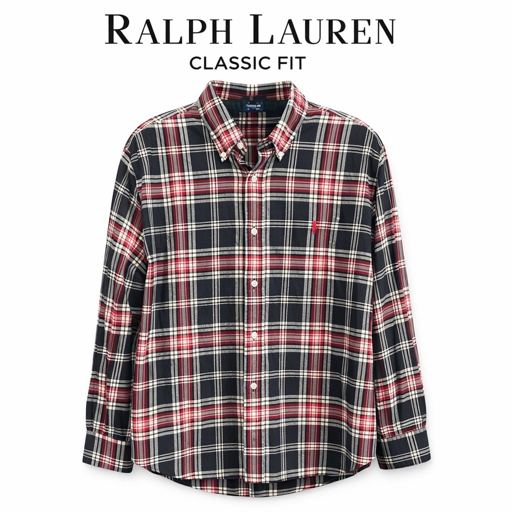 Ralph Lauren Men's Casual Plaid Shirt - Red, Black, and White
